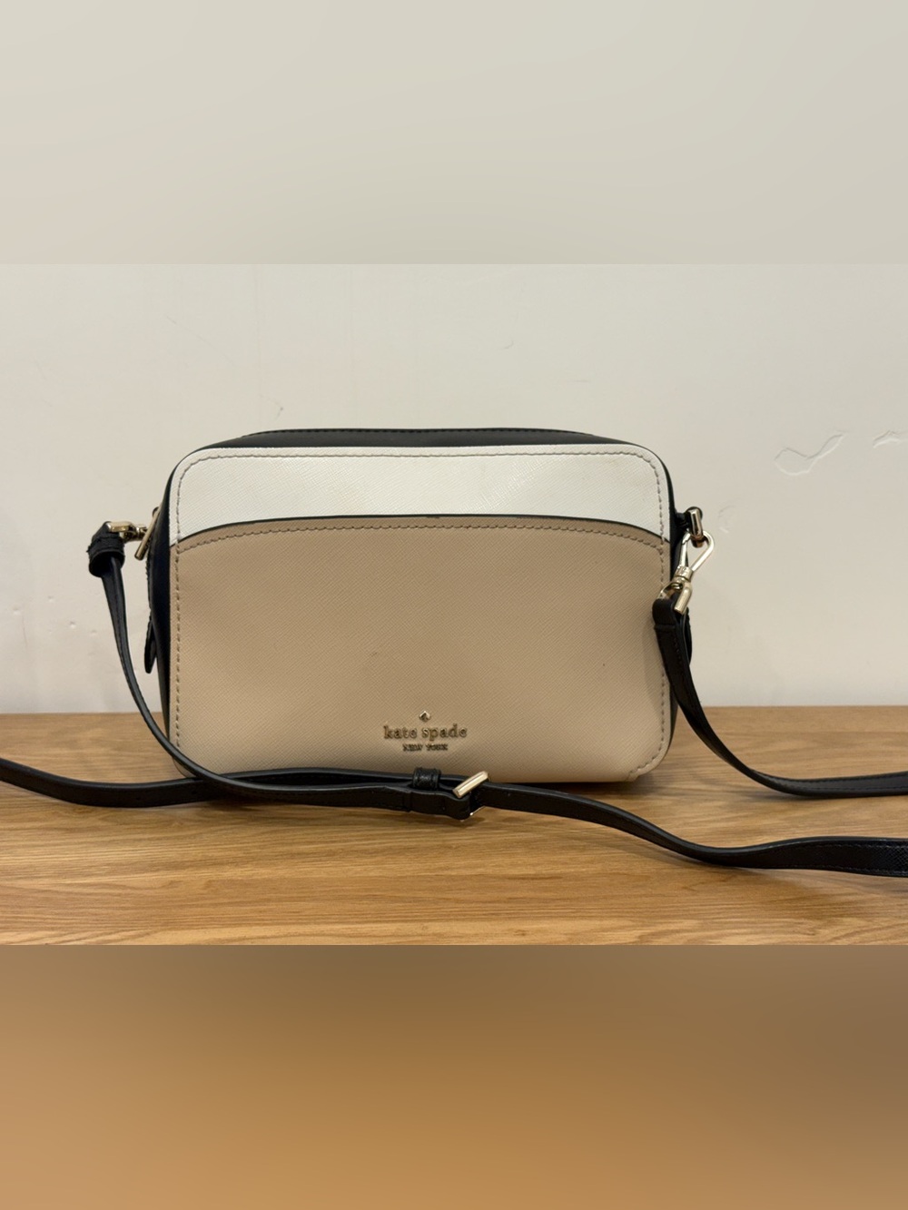 kate spade Beige, White and Black Colorblock Crossbody